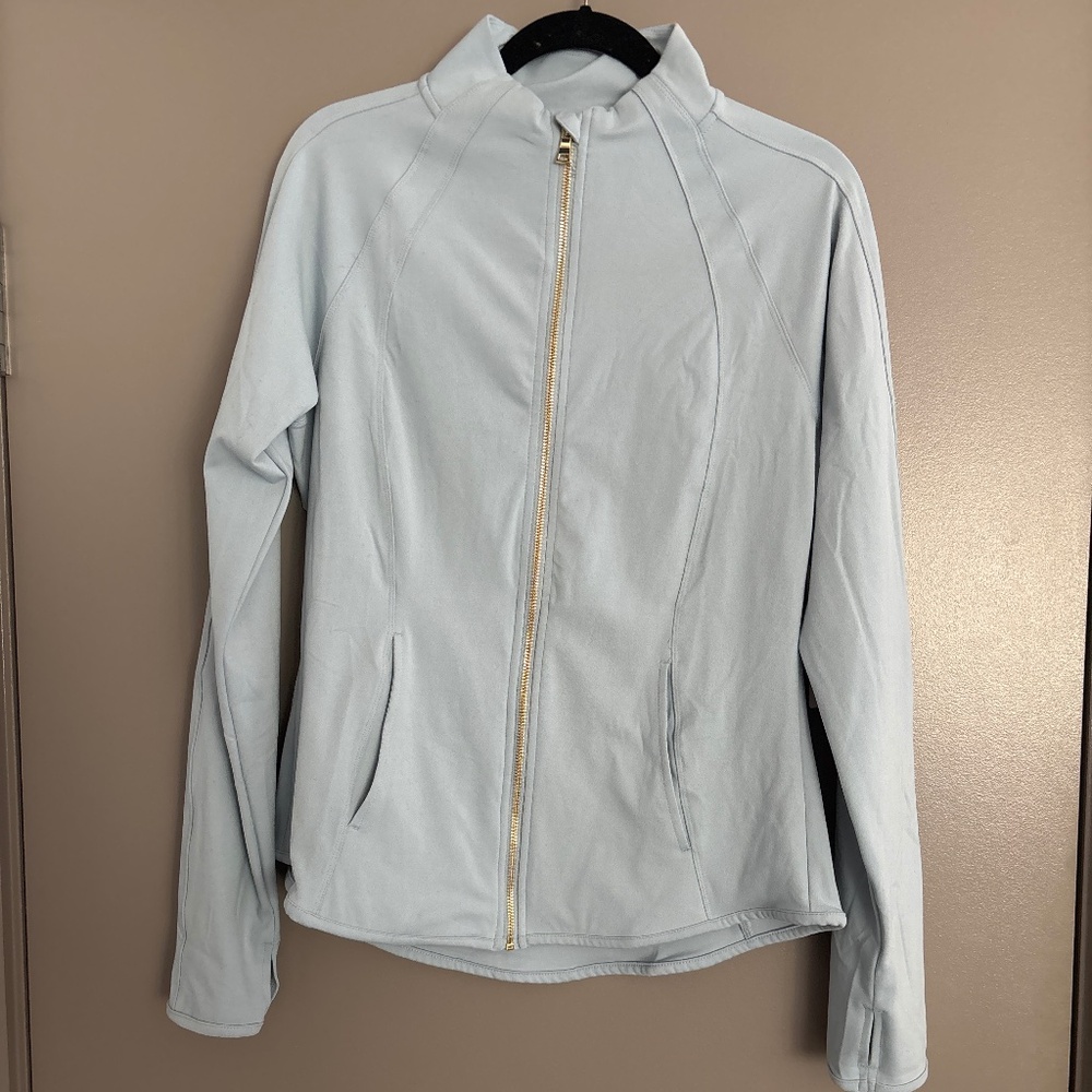NWT Yogalicious Lux Rebel Light Blue Zip Up Jacket Size XL